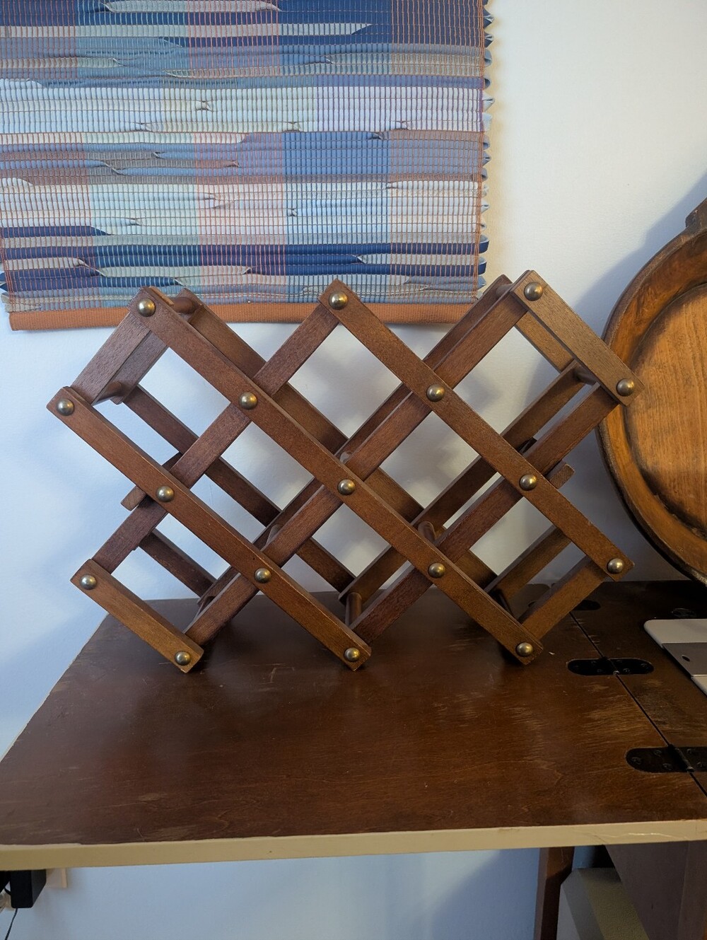 Vintage Wood Accordion Wine Rack